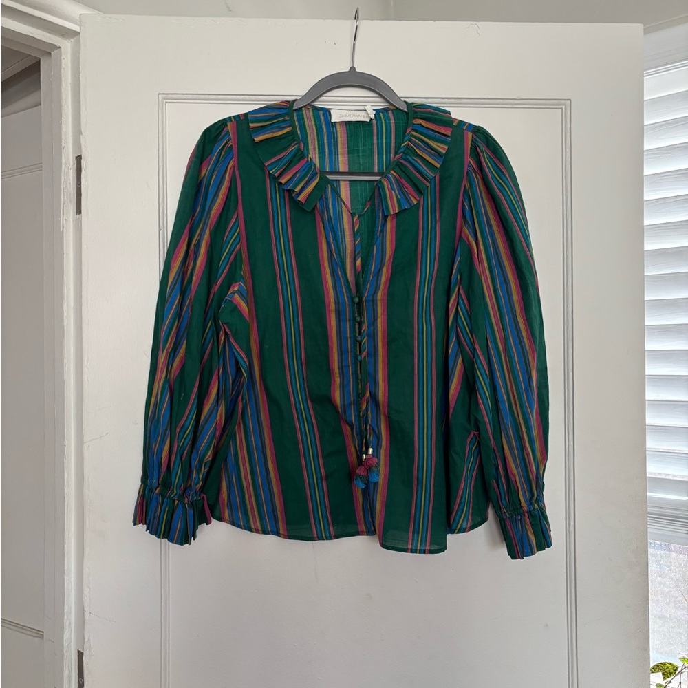 Zimmerman Green and Blue Flowy Blouse